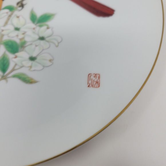 Fukagawa Arita Porcelain Plate Cardinal and Dogwood WF-0201 Made in Japan - Picture 4 of 10